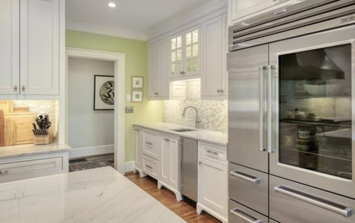 The kitchen has been fully renovated.