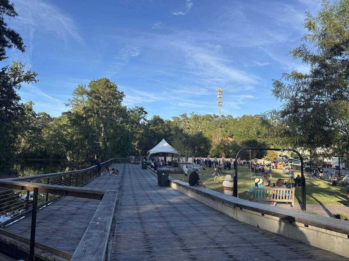 An outdoor concert is held to honor the ten year anniversary of deadly flooding and passing of Forest Acres Police Officer Greg Alia at Gills Creek Memorial Park on Friday, Oct. 3, 2025 in Forest Acres.