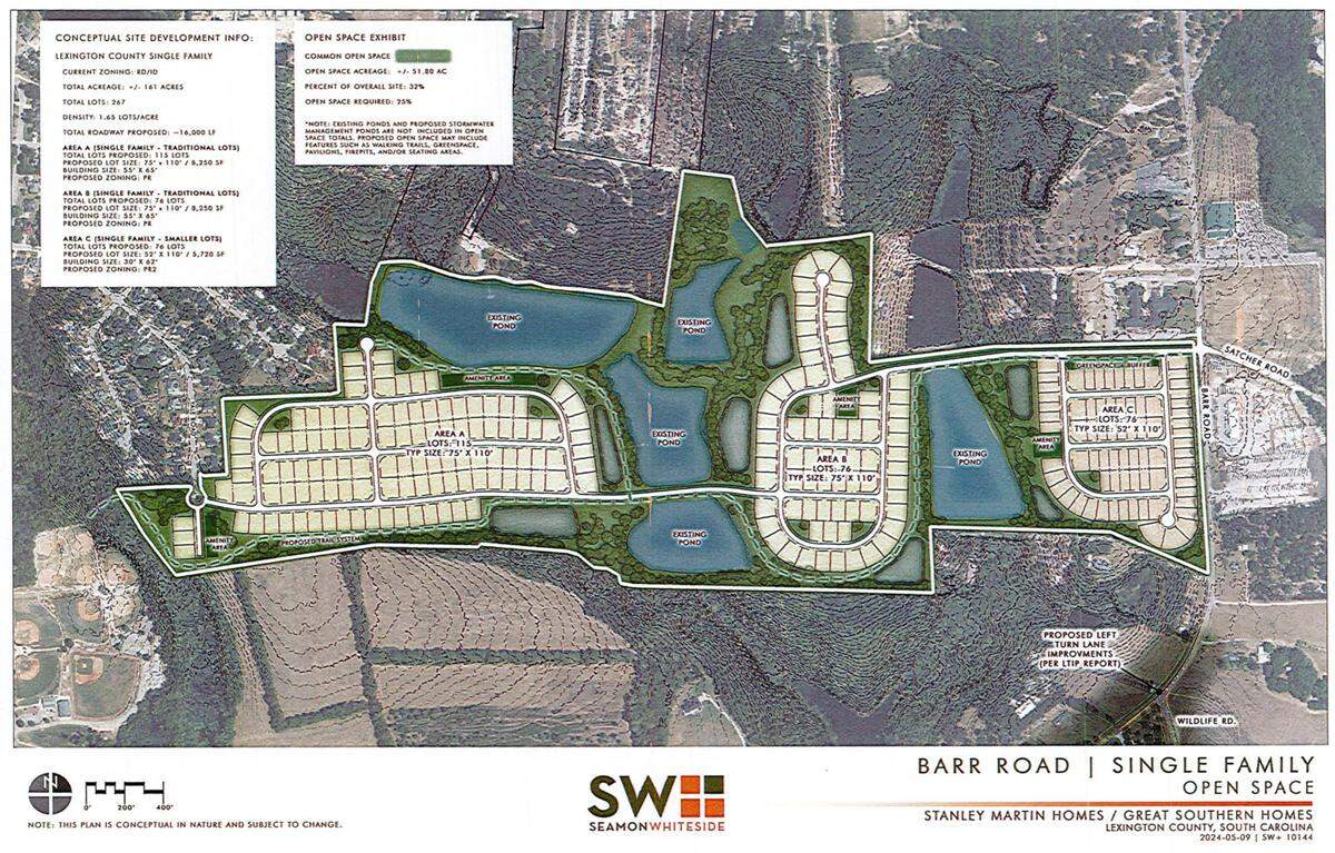 Plans for a proposed 267-home subdivision along Barr Road