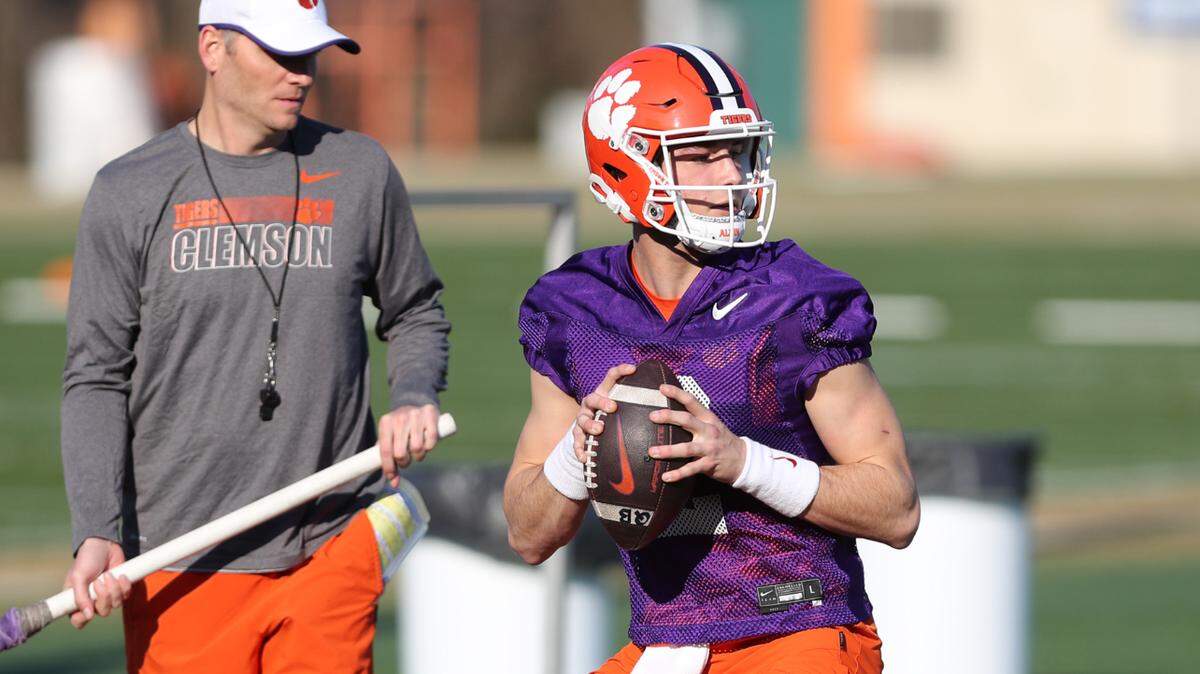 Clemson football’s Cade Klubnik at spring practice March 2, 2022.
