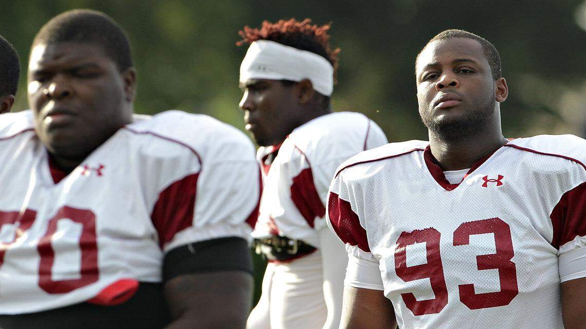 Defensive end Deon Green.  The USC football team practice Thursday morning on the practice field on Bluff Rd.