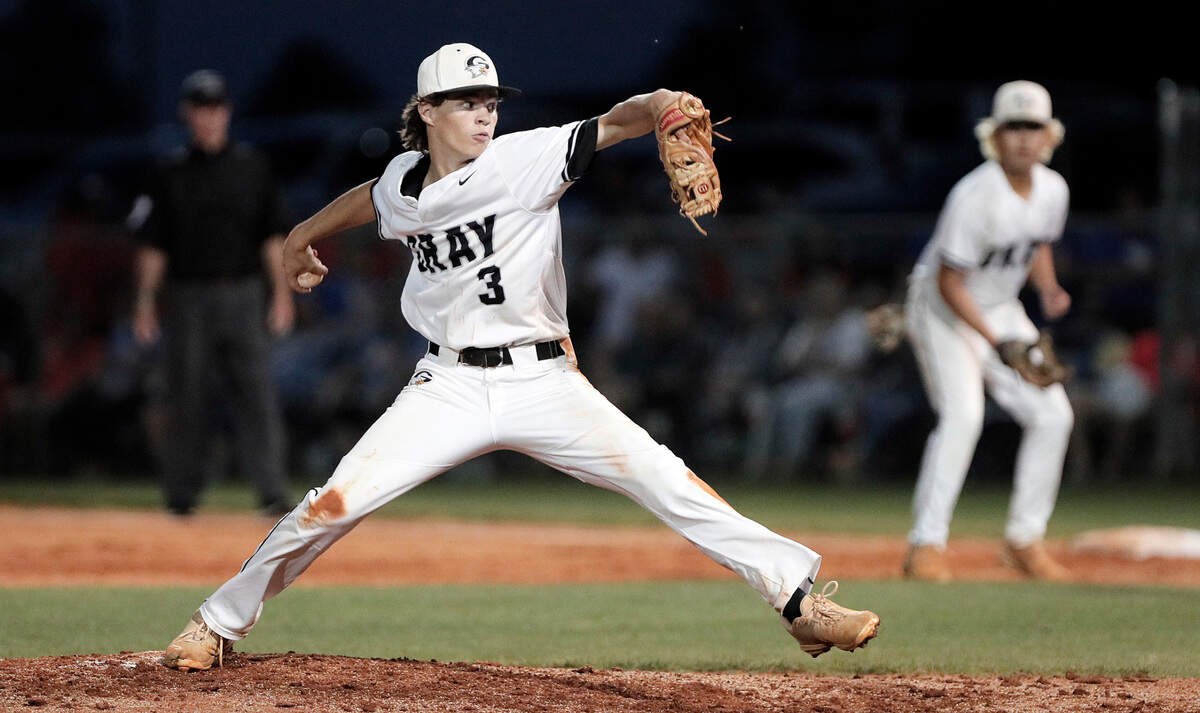 Gray Collegiate’s Austin Lloyd pitches during the 2022 Class 2A state championship series against Andrew Jackson on Tuesday, May 24 at the Midands Sports Complex in West Columbia