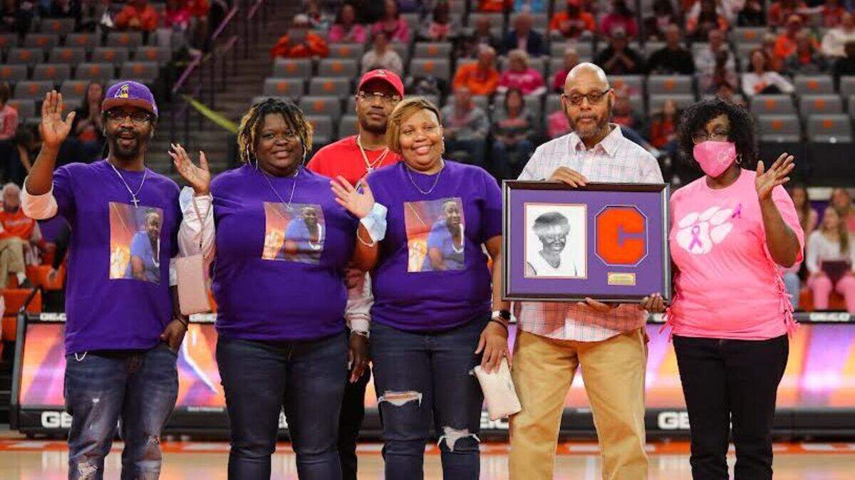 The family of Patsy “Cookie” Blakney was recorgnized during Clemson’s women’s basketball game against Duke on Sunday, February 20, 2022 at Littlejohn Coliseum. Blakney, who passed away in 2016, is one of Clemson’s two recipients of the inaugural ACC Unite Award.
