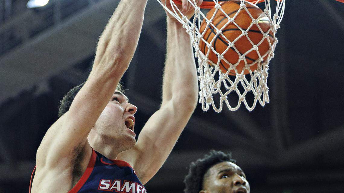 Samford forward Dylan Faulkner (15)