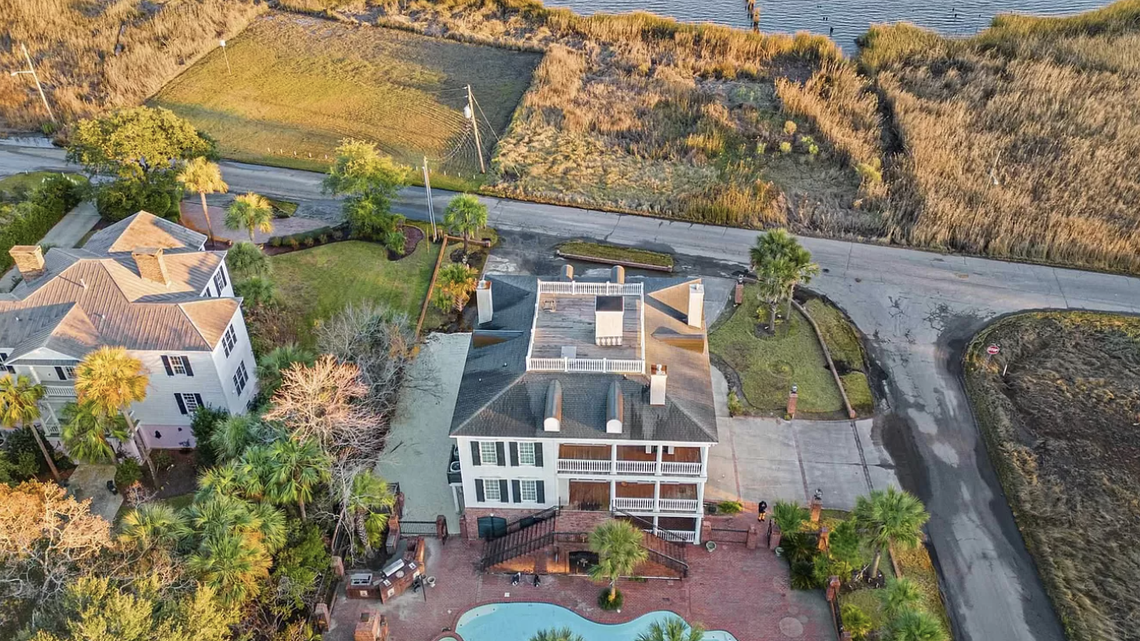 The mansion overlooks Winyah Bay.