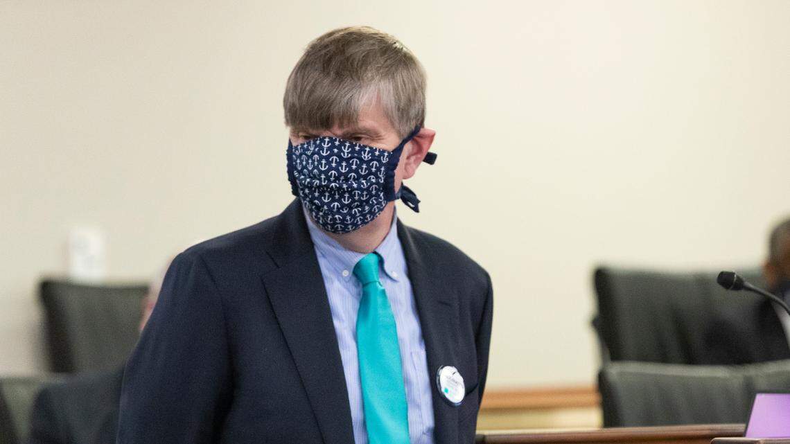 Capt. Edward Simmer is interviewed by the Senate Medical Affairs committee on Tuesday, February 2, 2021. Simmer is being considered to run South Carolina’s Department of Health and Environmental Control.