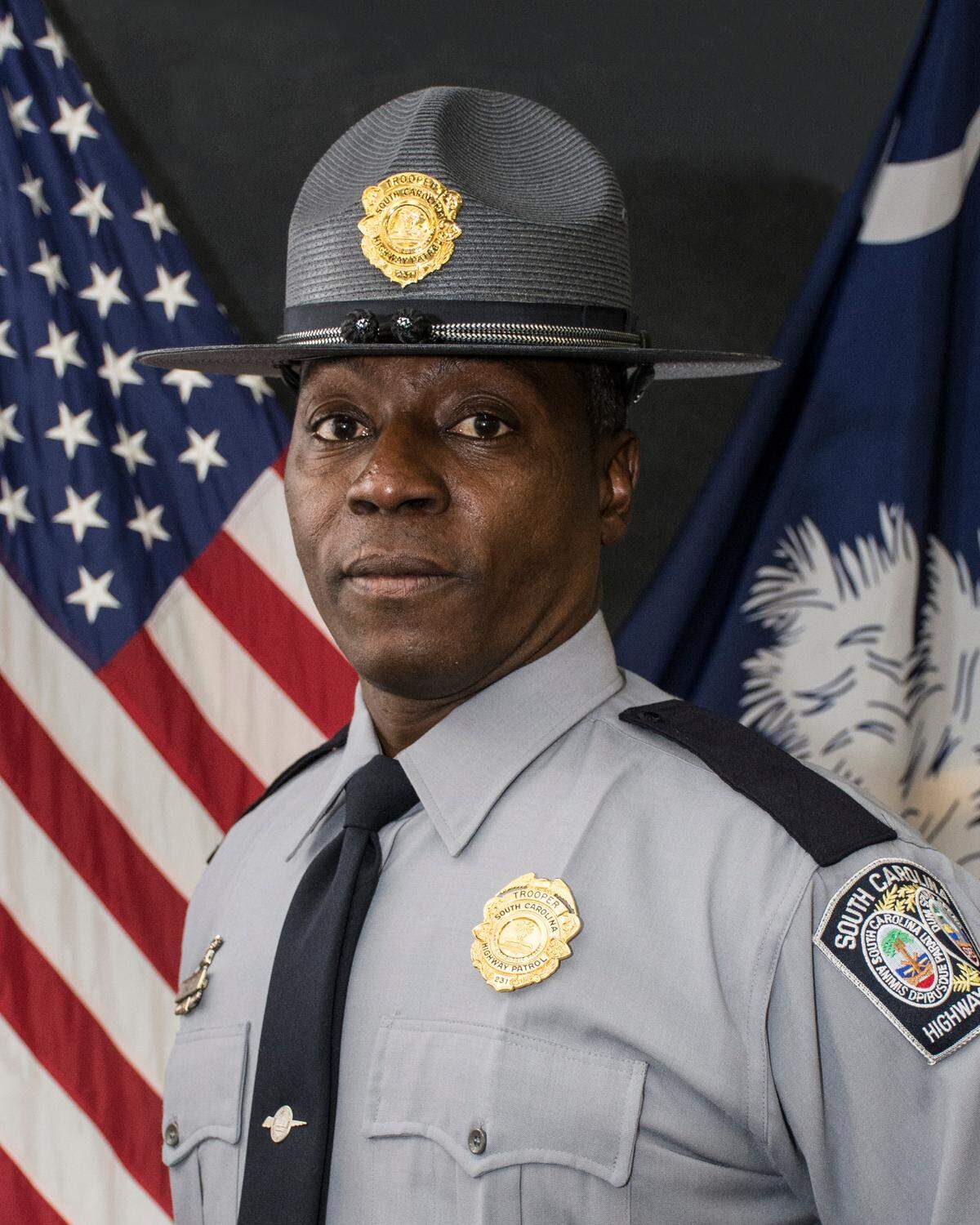 Lance Cpl. B.A. Frazier of the South Carolina Highway Patrol was shot in the line of duty.
