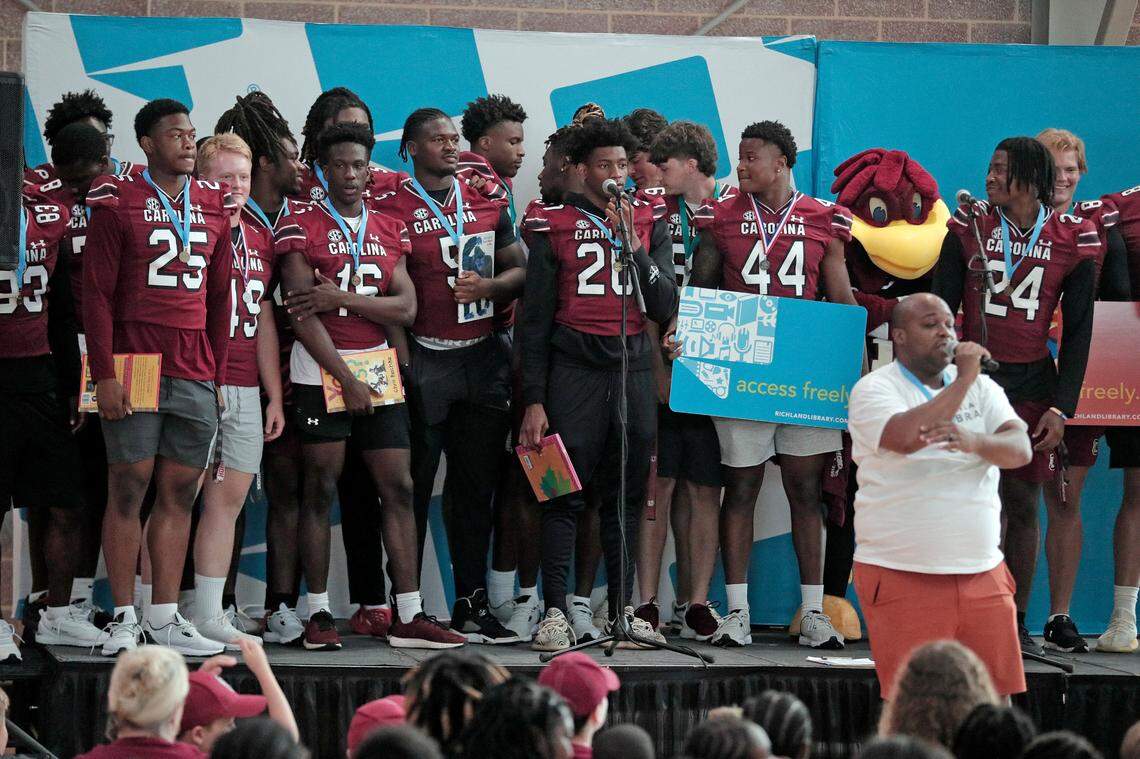 The University of South Carolina football team freshmen took part in the annual Pigskin Poets reading event Friday, July 21, 2023 at the Drew Wellness Center in Columbia.