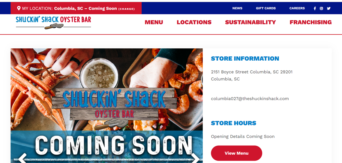 A note on Shuckin’ Shack’s website notes it is coming to 2151 Boyce St. in Columbia. That’s in the BullStreet District.