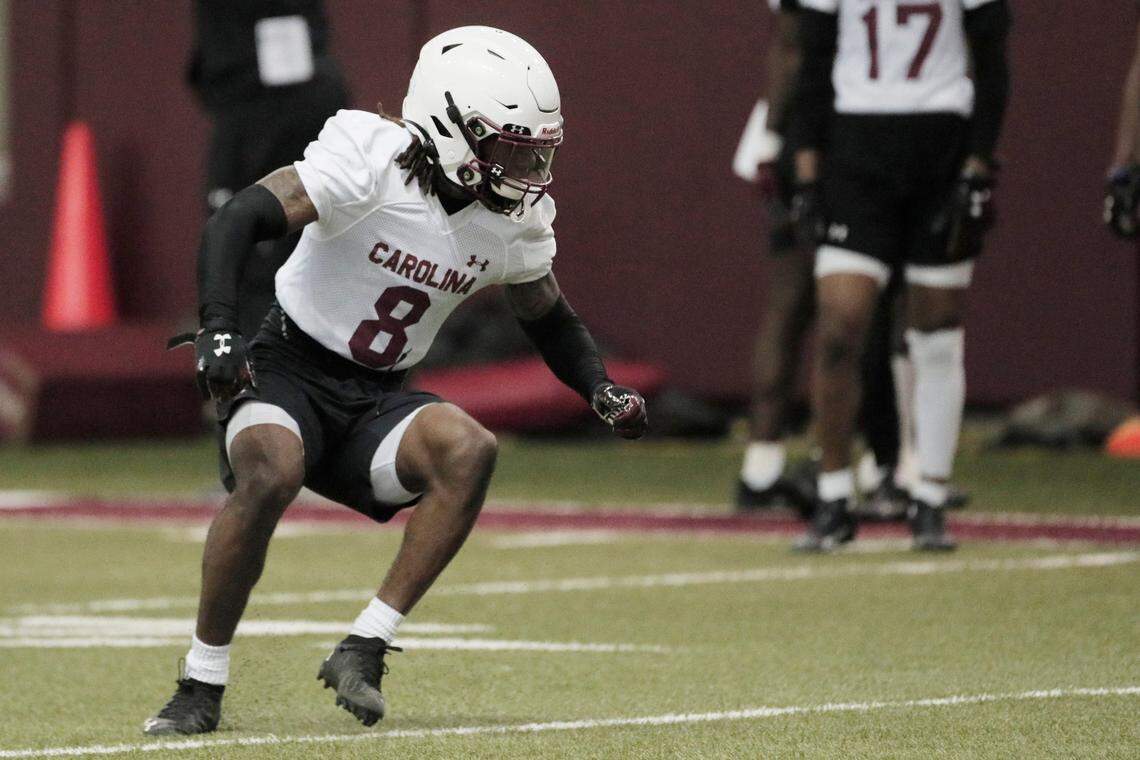 South Carolina Gamecocks Devonni Reed 8 practices football on Thursday, March 31, 2022.