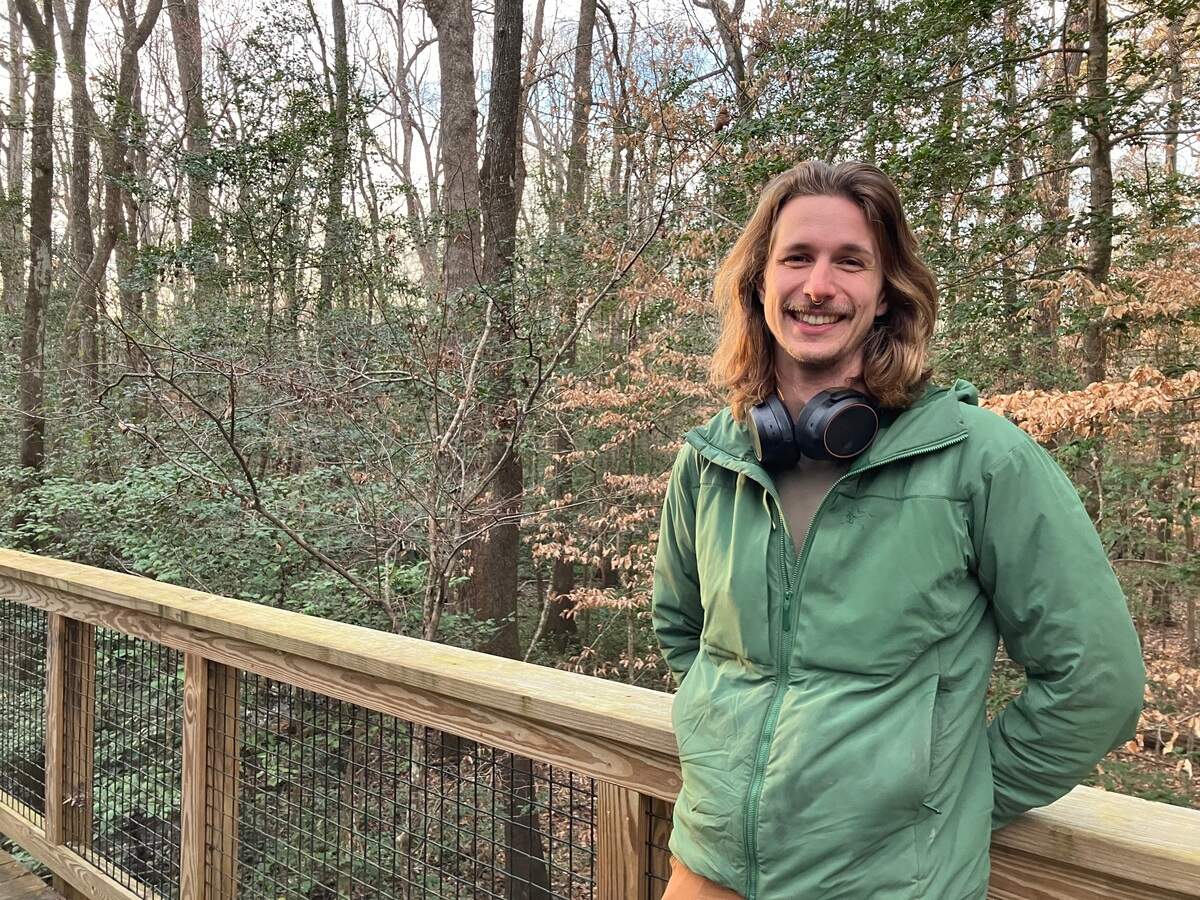 West Virginia resident Jake Mansfield visited Congaree National Park on Feb. 21, 2025. Mansfield, who has visited 34 national parks, expressed concern that President Donald Trump’s budget cutting effort could hurt services at the South Carolina park.