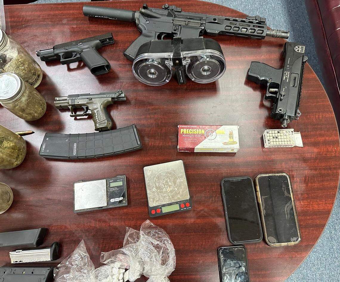 Drugs and guns were among the items seized during a recent arrest.