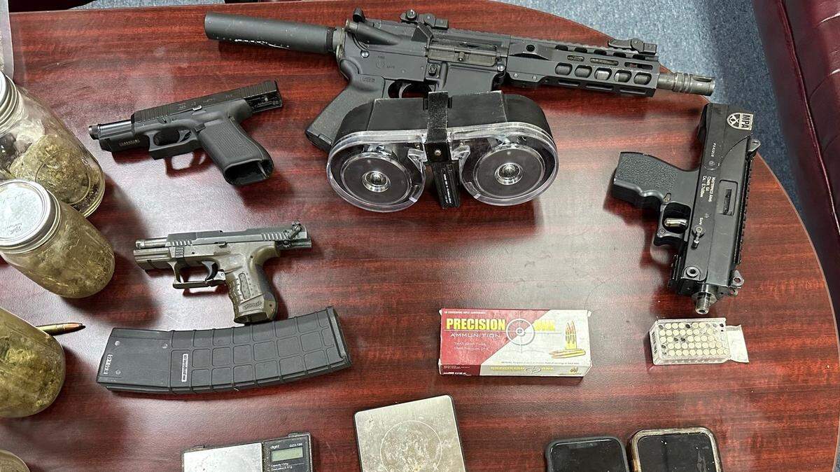Drugs and guns were among the items seized during a recent arrest.