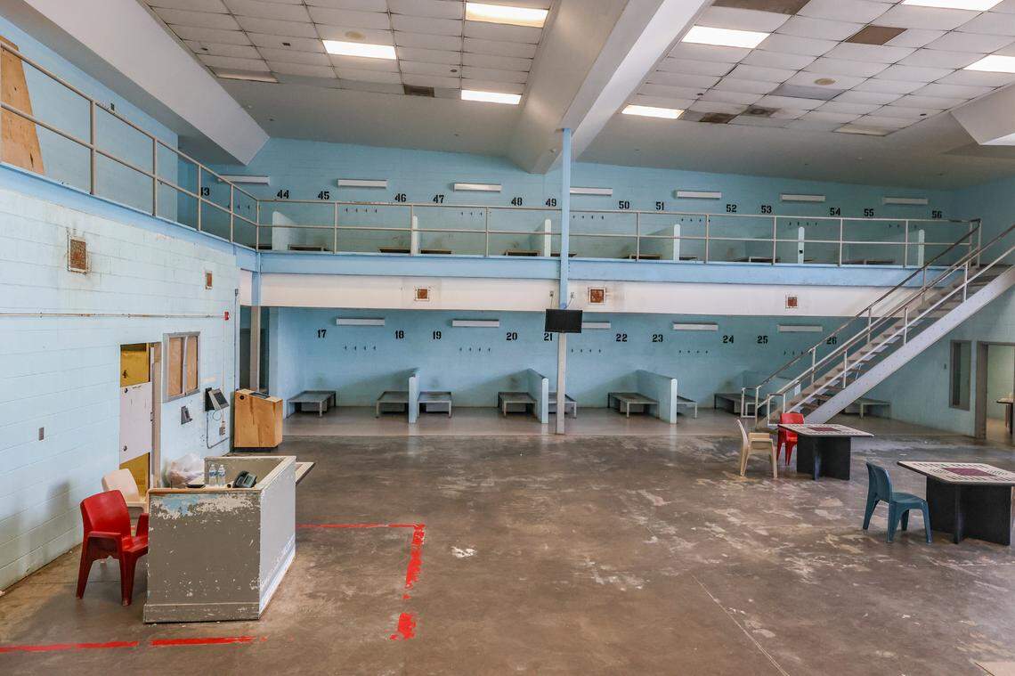 Open dormitories house non-violent detainees in bays in a large, two-story room at Alvin S. Glenn Detention Center in Columbia. Remodeled units eliminate the open railing between the first and second story and the drop ceilings that inmates could access.