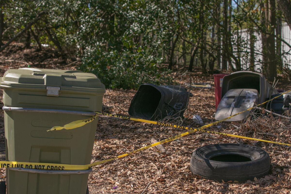 The crime scene in her own neighborhood where 6-year-old Faye Swetlik was found. Evidence was found in a trash can linking Coty Scott Taylor, 30, of 602 Picadilly Square to the missing child. 2/14/20