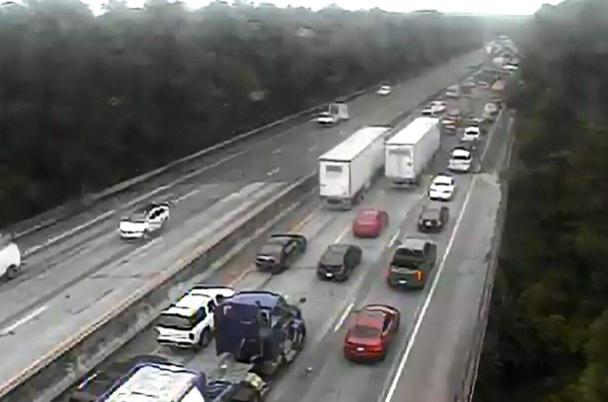 Vehicles are backed up on a highway running through Lexington County.