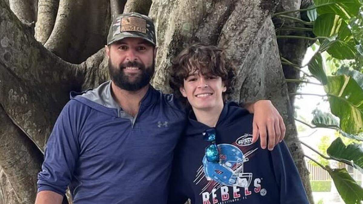 Former South Carolina quarterback Stephen Garcia (left) and his son Memphys in 2021