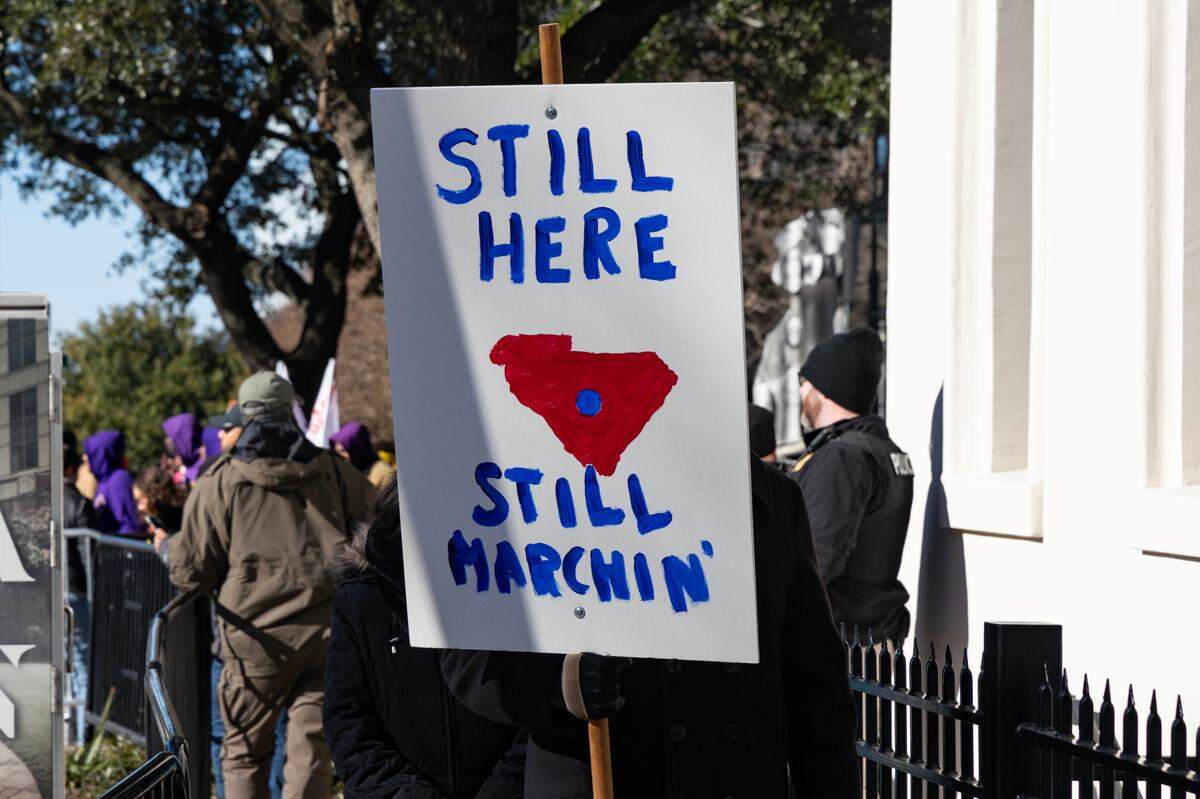 People march to the South Carolina State House for the annual Martin Luther King Jr. Day celebration, King Day at the Dome, on Monday, January 20, 2025.