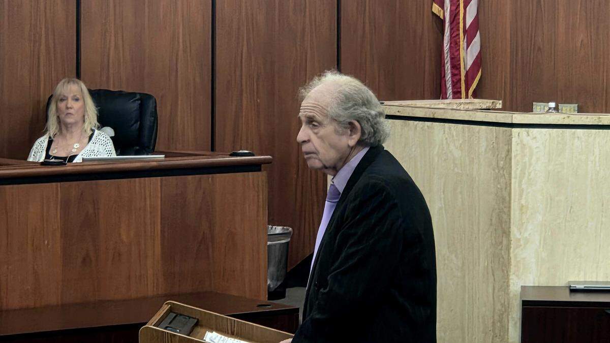 Criminal defense attorney Jack Swerling delivers opening statements in defense of his client, Rick Chow, May 27, 2026.