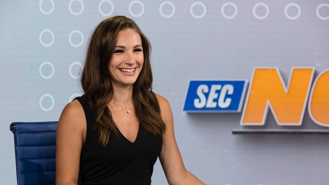 Alyssa Lang on the set of SEC Now.