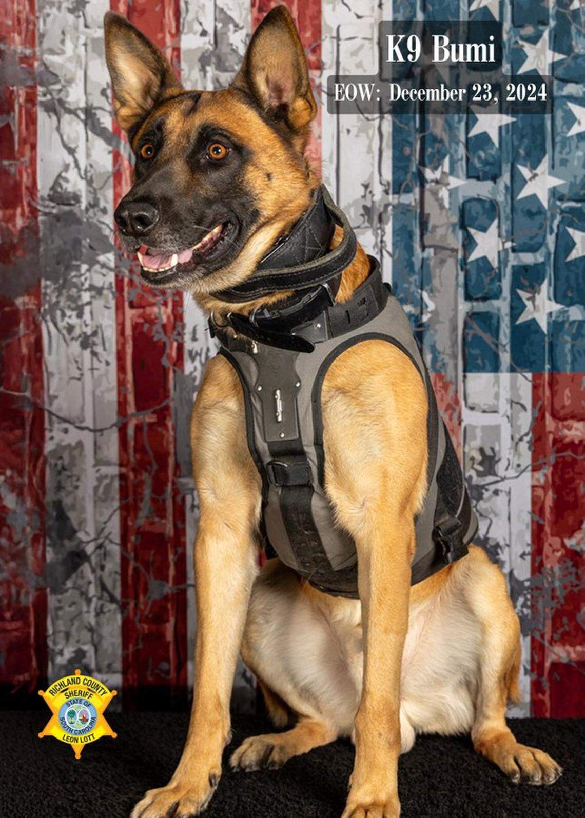 Richland County Sheriff’s Department K9 Bumi was shot and killed in the line of duty.