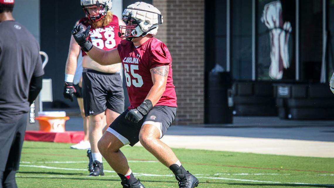 Walk-on offensive lineman Jackson Hall (65) was on the South Carolina football roster for a season but did not appear in a game in 2022