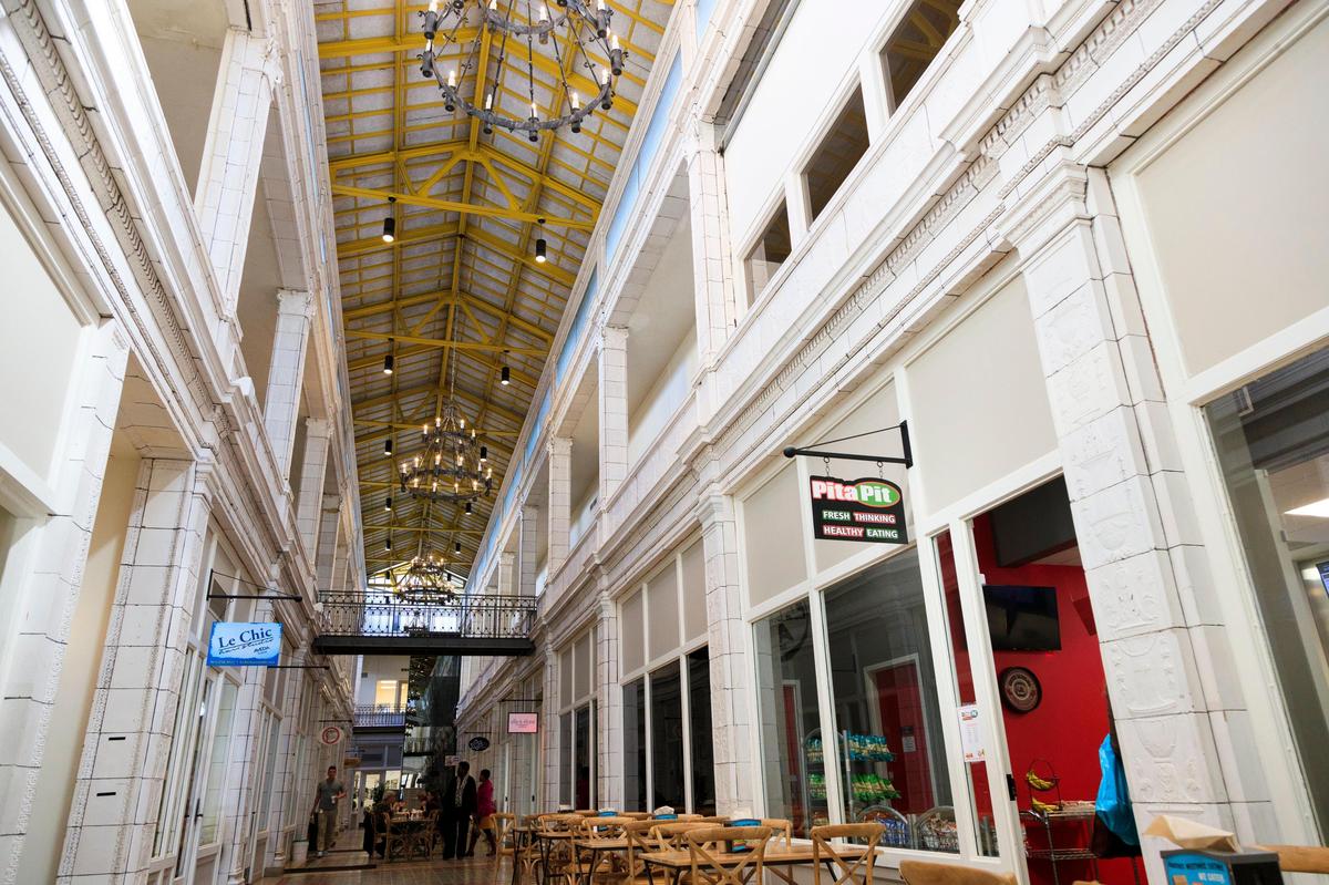 Customers eat lunch at Swanson’s Deli in the Arcade Mall in downtown Columbia, South Carolina on Wednesday, January 8, 2020. After years of renovation, all of the ground floor retail suites are occupied, with the last spot going to Odd Bird Books, an independent book shop.