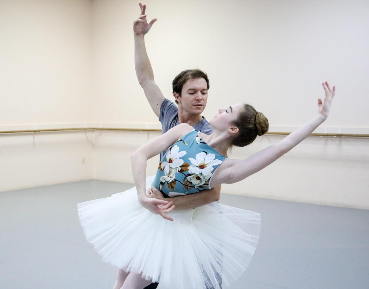 Professional ballet dancer Joseph Phillips works with Lindsey Christian while rehearsing for the Columbia Ballet School’s performance of The Nutcracker. Phillips plays the Sugar Plum Cavalier and Christian is the Sugar Plum Fairy. 11/8/19
