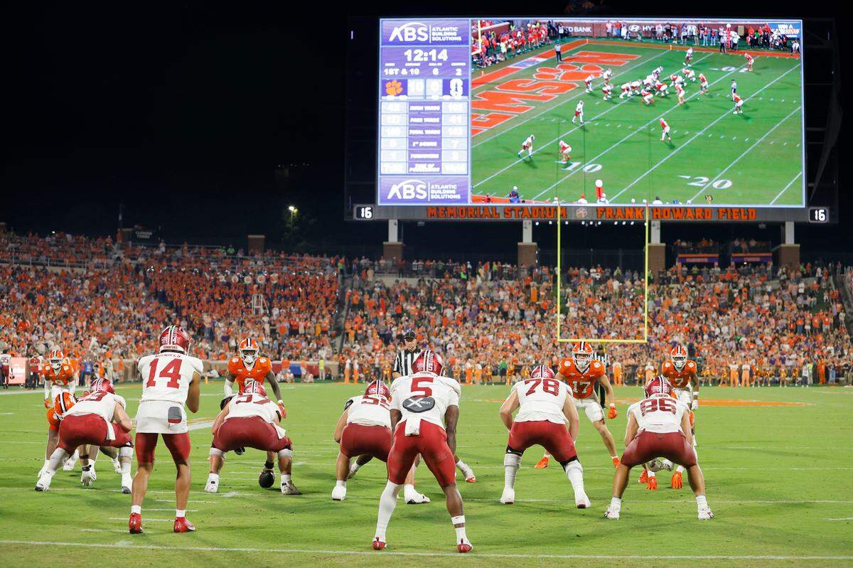 Clemson lines up against Stanford in Death Valley in Clemson, S.C. on Saturday, Sept. 28, 2024.