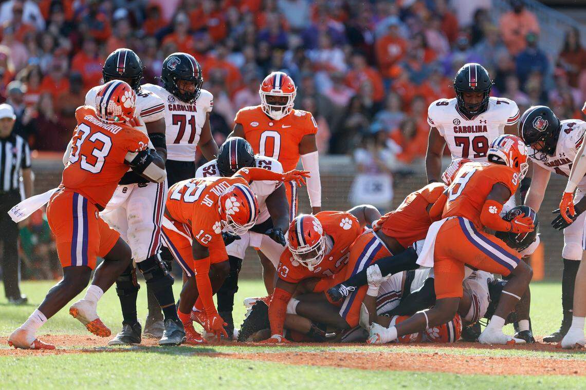South Carolina plays Clemson on Saturday, November 26, 2022. The Gamecocks won 31 to 30.