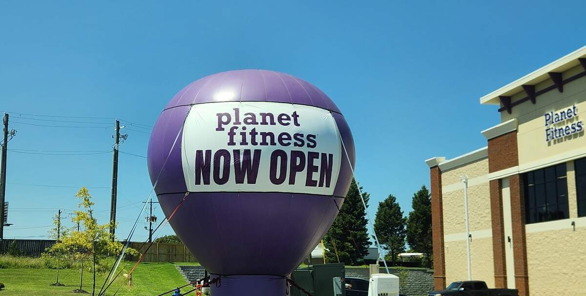 A large balloon touts that Planet Fitness at 5460 Platt Springs Road in Platt Springs Crossing in Lexington’s Red Bank is now open.