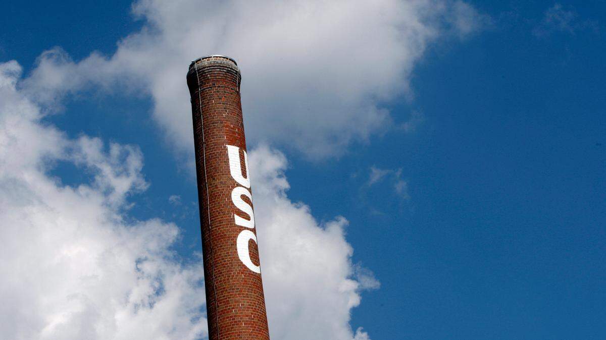 View of a smoke stack at USC.