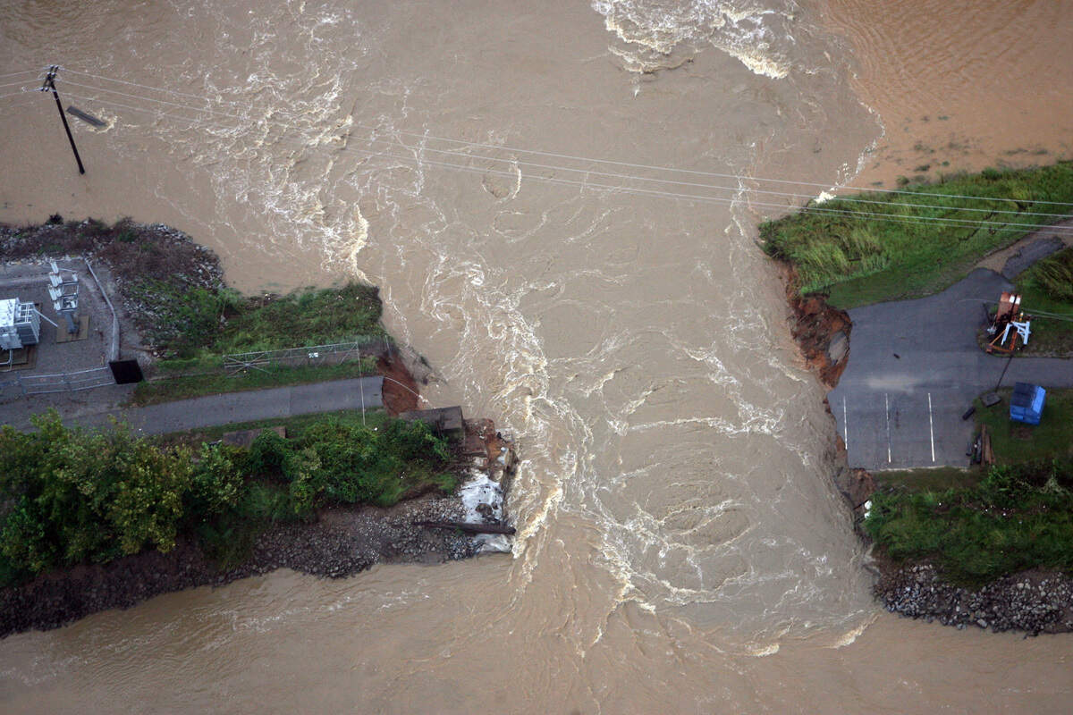 A view of the breach in the Columbia Canal on Monday, October. 5, 2015.