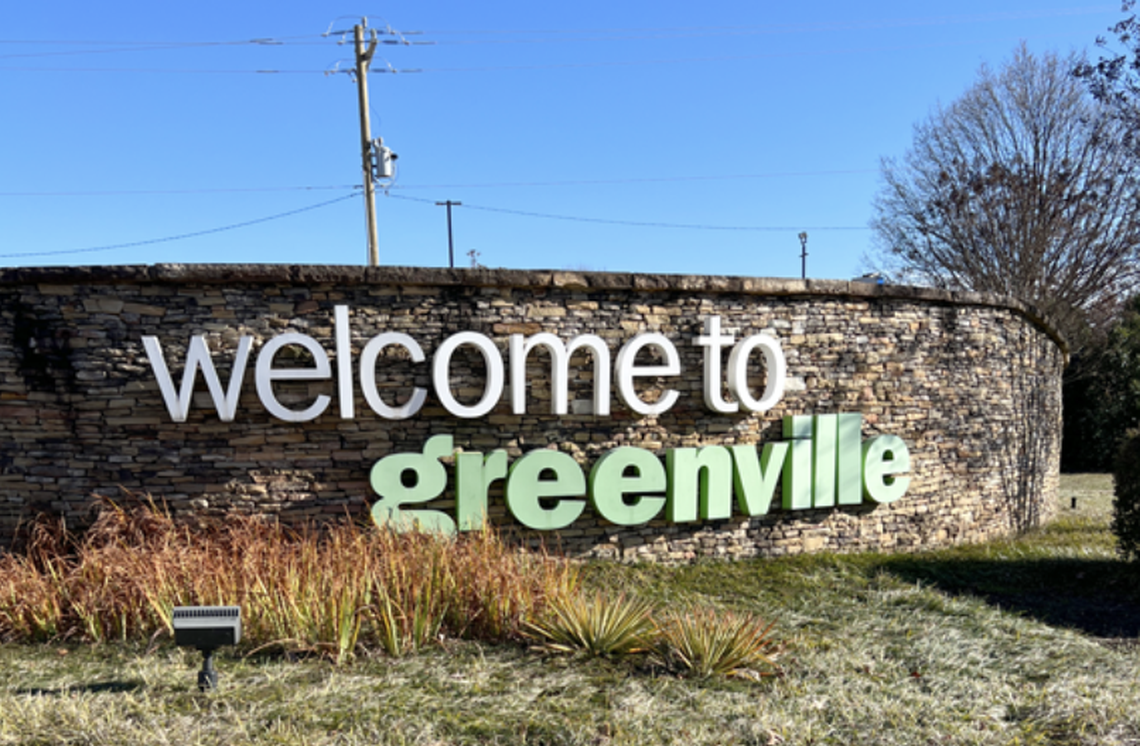 The welcome to Greenville sign hasn’t been inside the city limits until now.