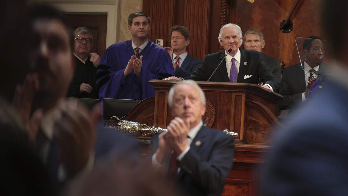 S.C. Governor Henry McMaster applauds guests as he delivers his 9th and final State of the State address on Wednesday, Jan. 28, 2026.