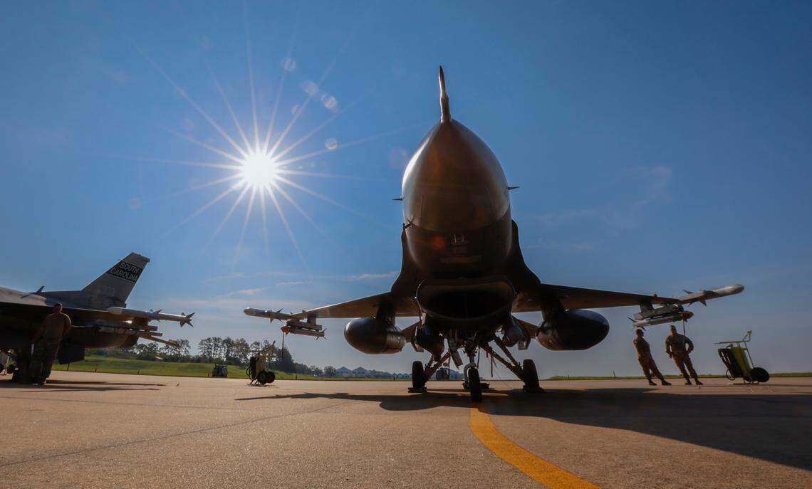 The 169th Fighter Wing of the South Carolina Air National Guard is temporarily stationed at the Columbia Metropolitan Airport while renovations take place at their home at McEntire Joint National Guard Base. The unit, with 25 F-16 jets will conduct its training daily.
