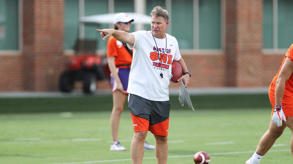 Clemson’s Mickey Conn at the Tigers’ first practice of 2022 camp on Friday, Aug. 5.