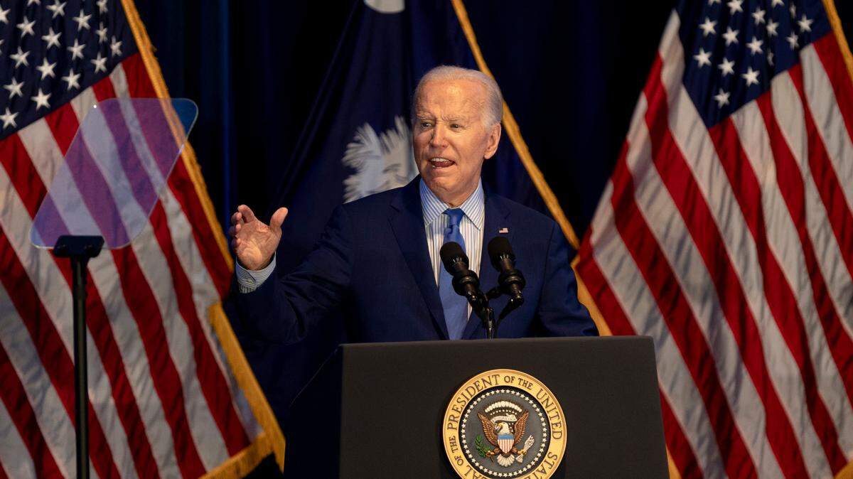 President Joe Biden speaks during an appearance at the South Carolina Democratic Party’s First-in-the-Nation Celebration Dinner on Jan. 27, 2024.