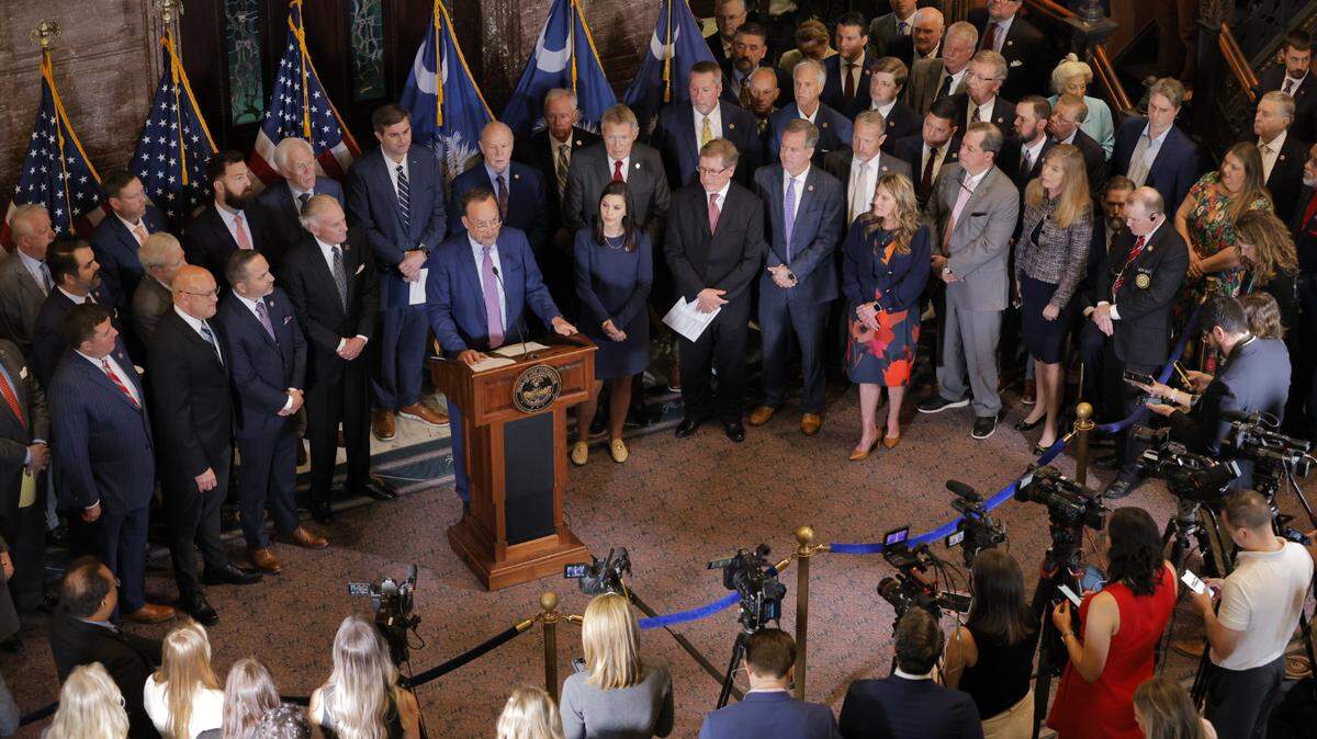 House Ways and Means Chairman Bruce Bannister, R-Greenville, discusses an income tax reform proposal that would lead to bringing the tax rate to 3.99% from the top rate of 6.2%.