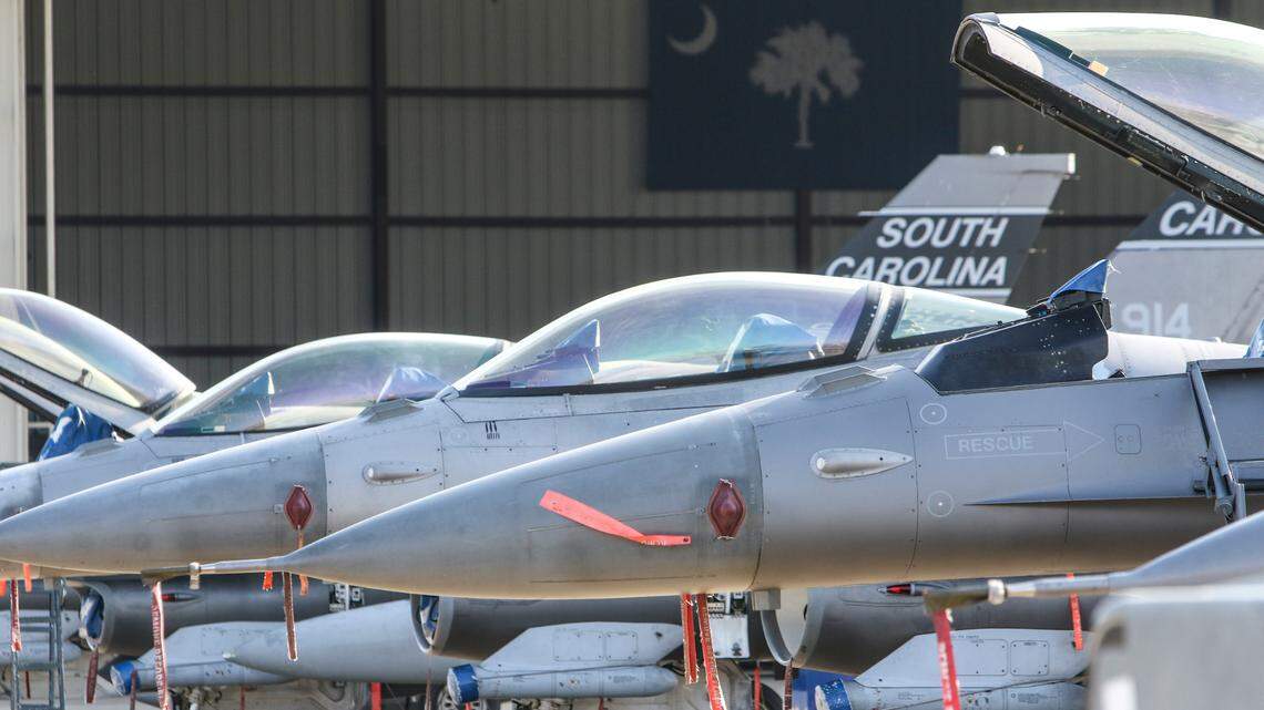 Between April 2022 and February 2023, the 169th Fighter Wing of the South Carolina Air National Guard was temporarily stationed at the Columbia Metropolitan Airport while runway renovations took place at their home at McEntire Joint National Guard Base.