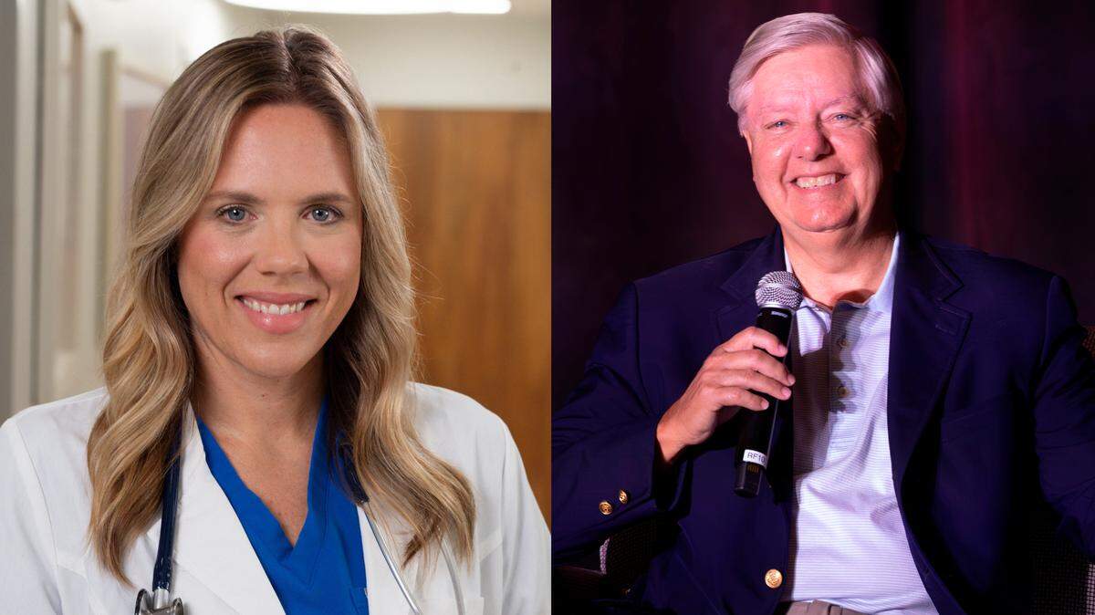 Dr. Annie Andrews, a 2026 Democratic candidate for U.S. Senate, and U.S. Sen. Lindsey Graham, R-S.C.