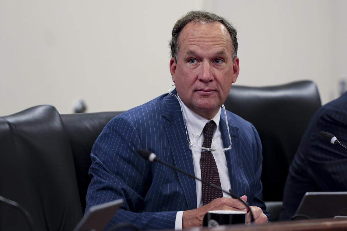 State Rep. Bruce Bannister, R-Greenville, Chairman of the House Ways and Means Committee, listens to discussion during a subcommittee meeting on Tuesday, April 14, 2026.