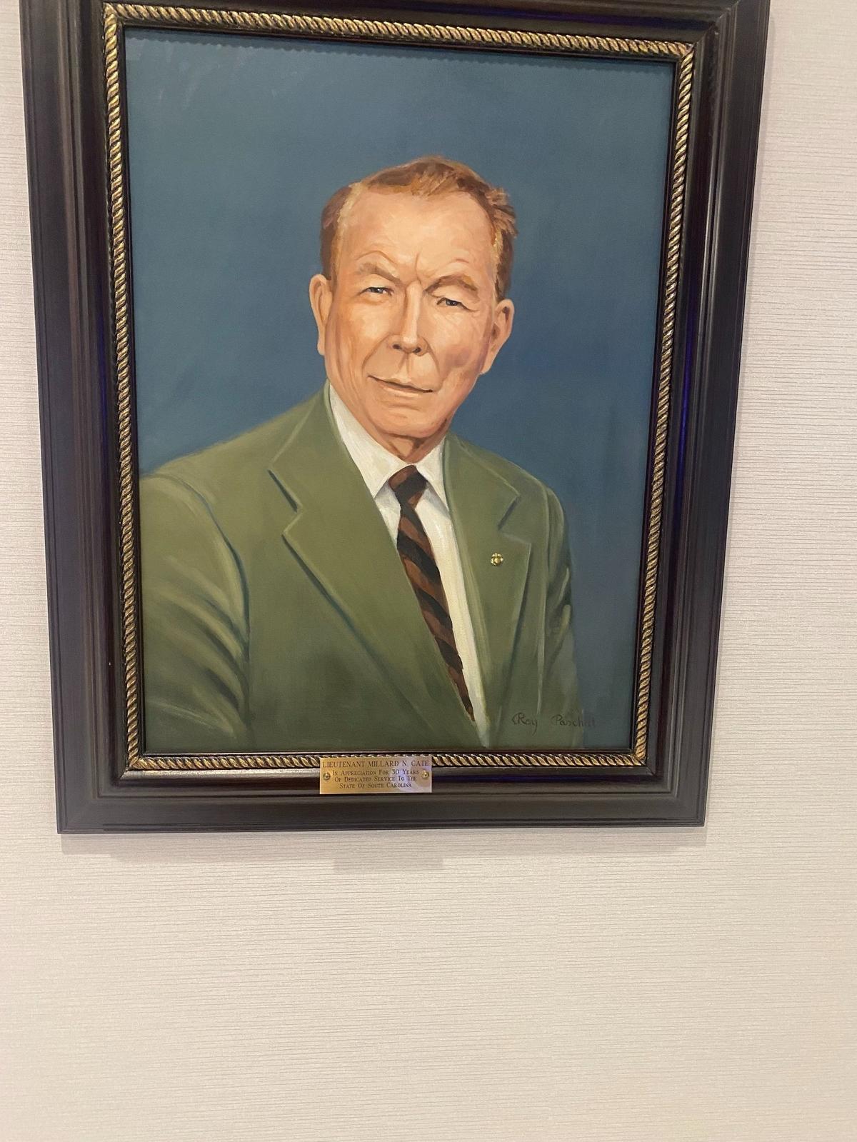 Millard Cate was hired in 1947 to be SLED’s first one-man crime lab operator. His portrait hangs in SLED’s new crime lab.