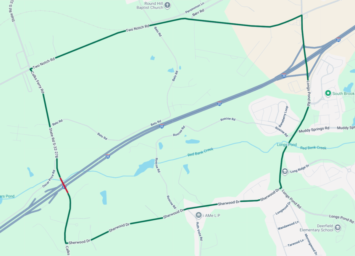 A map of the Calks Ferry Road bridge detour.