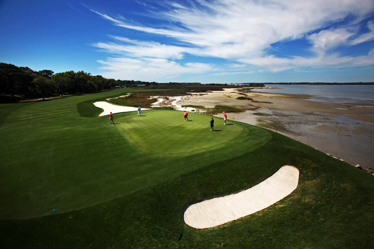 Harbour Town Golf Links (pictured) and Long Cove Club on Hilton Head Island — take a place on any list of great courses.