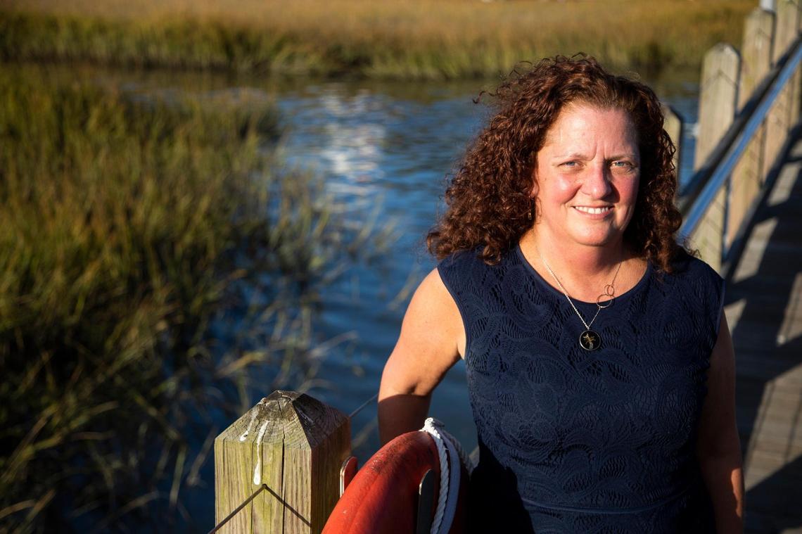 Beverly Salvo poses for a portrait in Mt. Pleasant, South Carolina on Friday, October 23, 2020. Salvo teaches history and civics, and will vote for Republican candidates she believes will help keep local control for schools around the country.