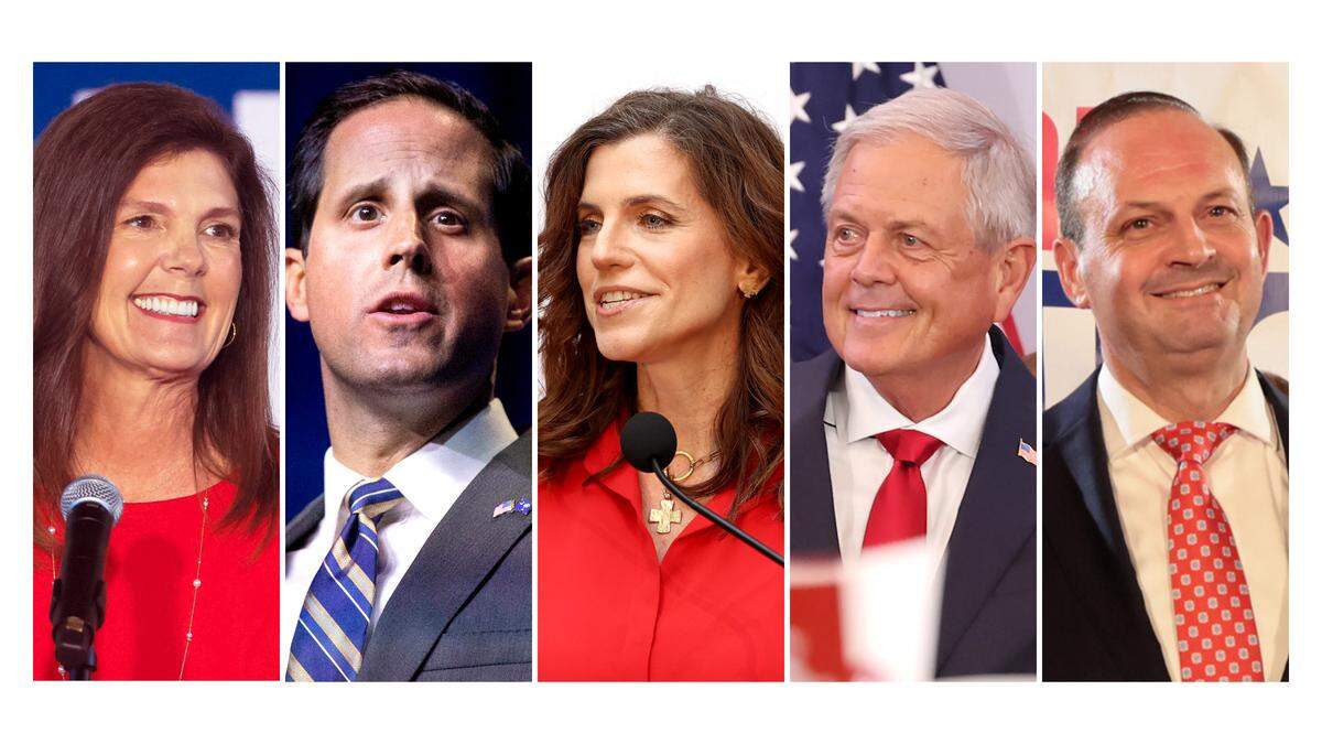 Republican candidates for South Carolina Governor in 2026 include Pamela Evette, left, Josh Kimbrell, Nancy Mace, Ralph Norman and Alan Wilson.