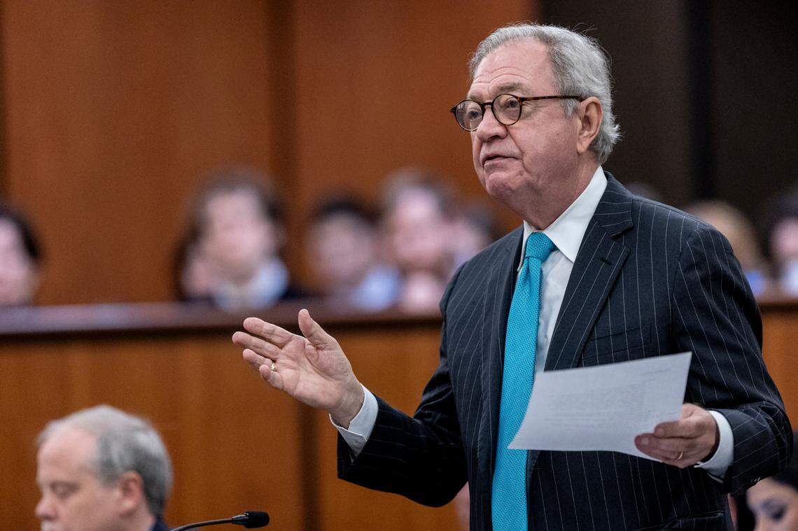 Defense attorney Dick Harpootlian speaks with Judge Jean Toal during a judicial hearing at The Richland County Judicial Center in Columbia, S.C. on Monday, Jan. 29, 2024. Tracy Glantz, The State/Pool