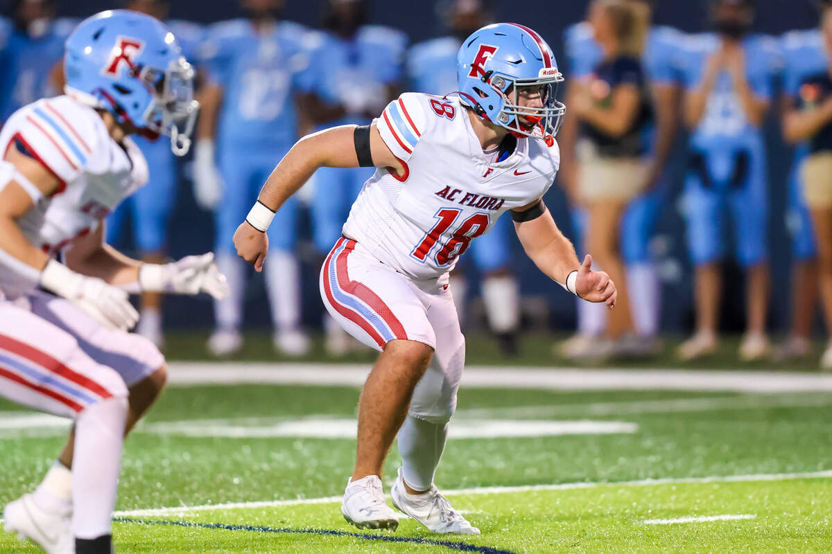 AC Flora Falcons linebacker Max Elliott (18) during their game at Chapin High School Friday, 8/30/24.