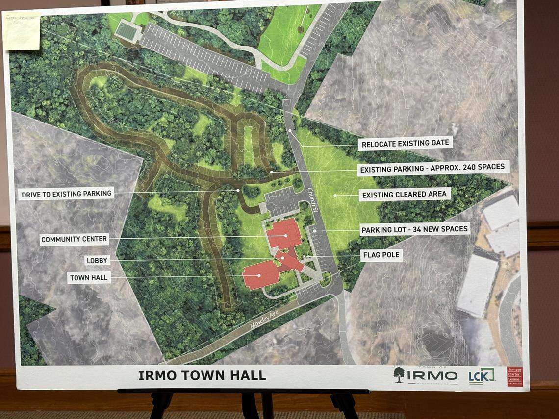 An artist’s rendering of the new Irmo Town Hall planned for Moore Park.